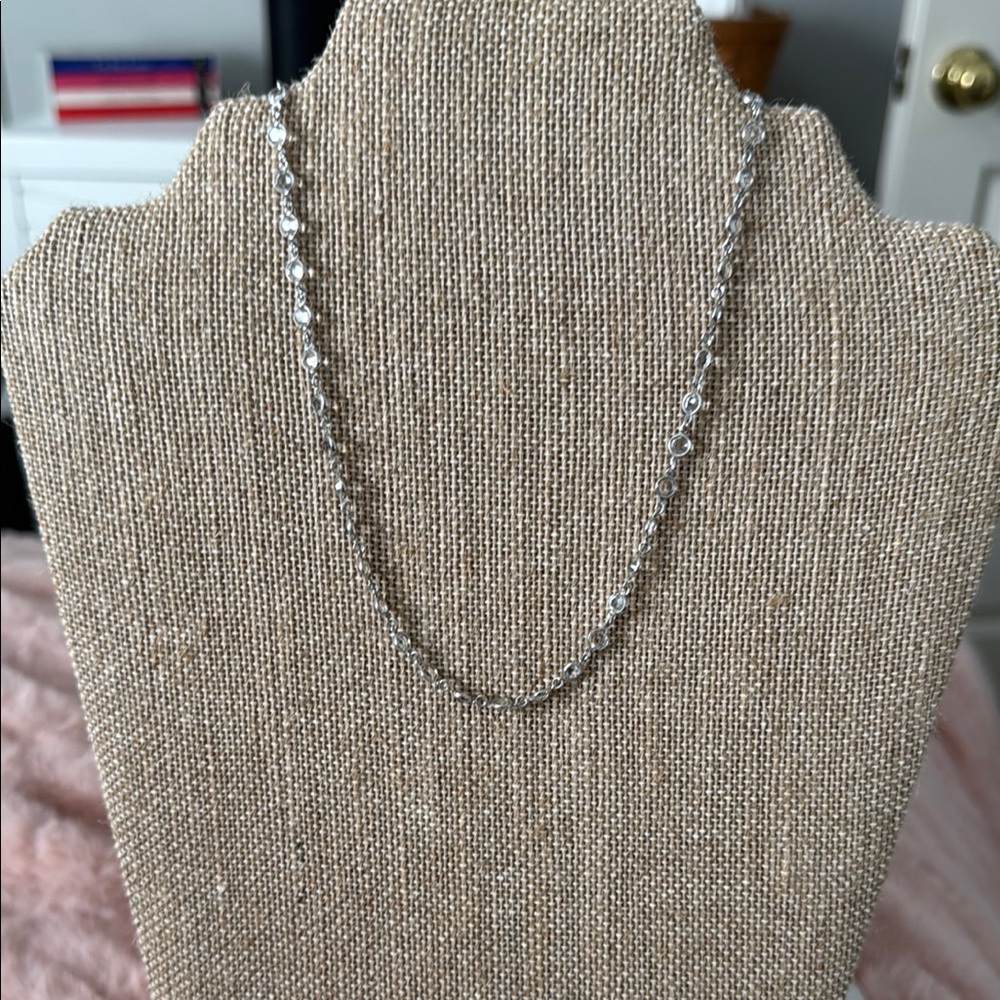 Touchstone Crystal Mini Chanelle Necklace – Silver-Tone with Clear Crystals